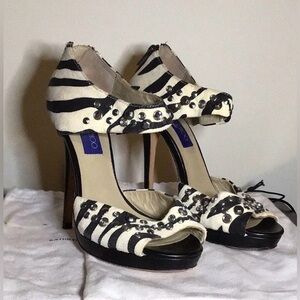 Jimmy Choo for H&M Zebra Print stilettos with Studs & Rhinestones. Size 39